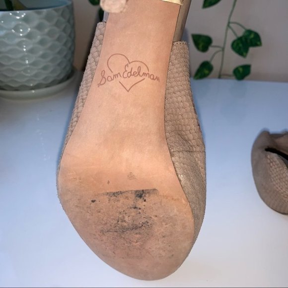 Sam Edelman Heels Size 8 US Tan Brown Snake Print Peep-Toe Slingback Stiletto - Picture 7 of 9